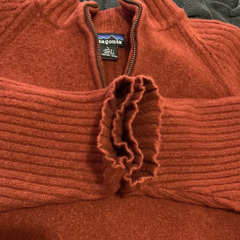 Patagonia Mock Half Zipper 💯 Wool  Knit Unisex Sweater Size L - Picture 12 of 14